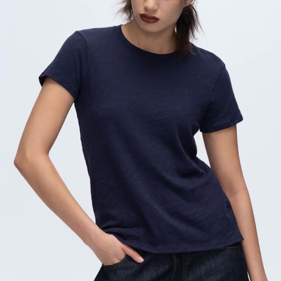 ATM • Slub Jersey Schoolboy Crew Neck Tee in Midnight - Picture 1 of 7